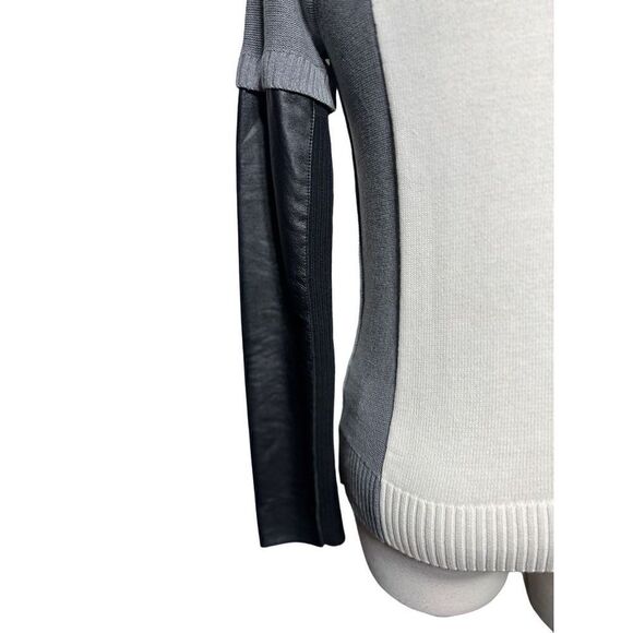 AiKO KWAN  Color Block Cashmere Blend Leather Long Sleeve Sweater  XS - Picture 3 of 6